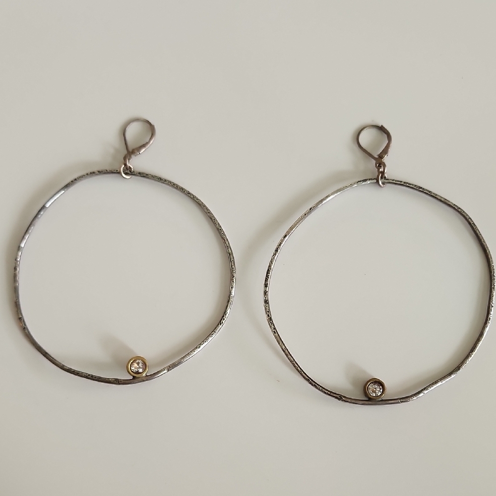 Elegant Silver Hoop Earrings with Gold Accent